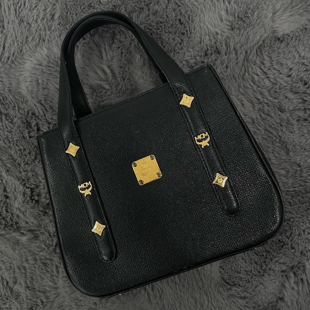 Authentic Vintage MCM Mini Black Leather HandBag